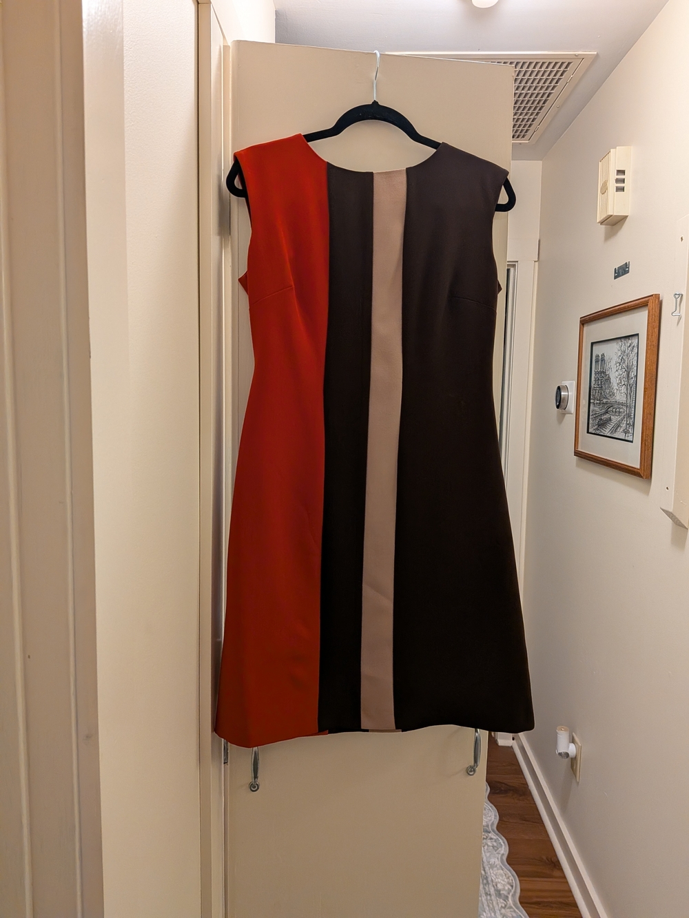 madison leigh Colorblock Midi Sheath Dress in Red, Brown & Taupe Size 6
